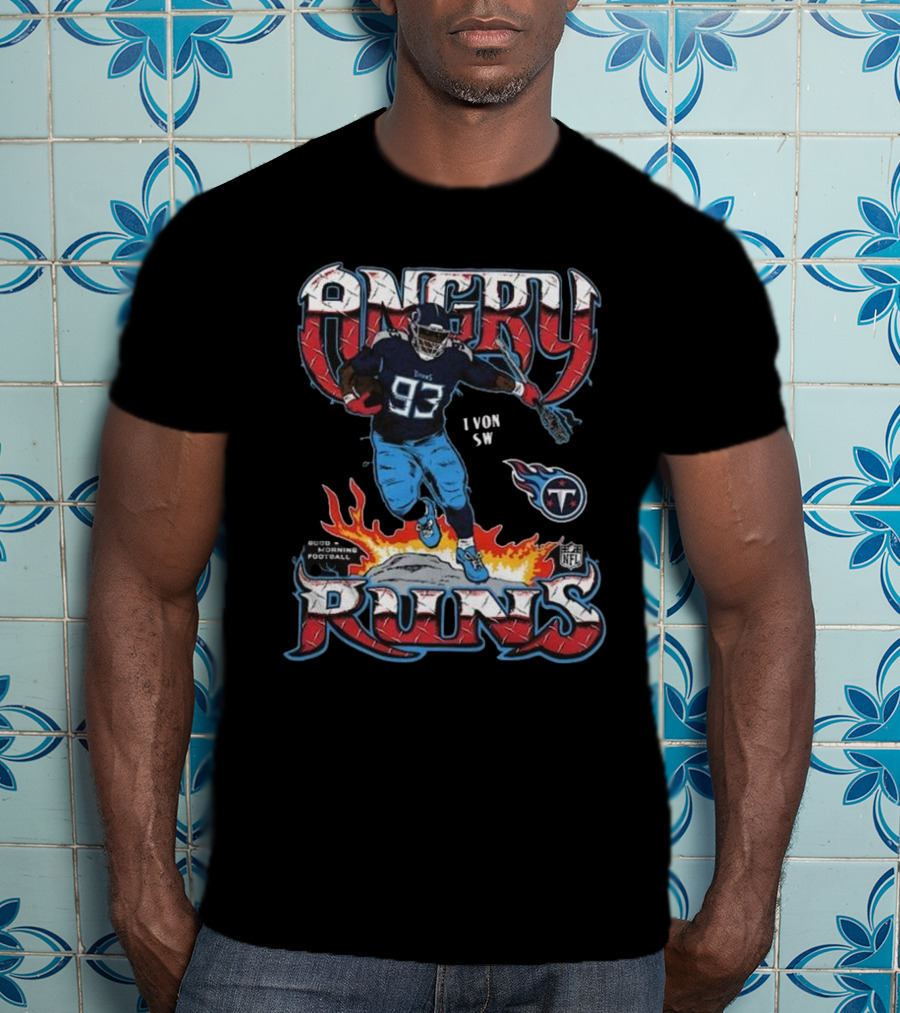 Von SW Angry Runs Tennessee Titans NFL Good Morning Football Charcoal T-Shirt