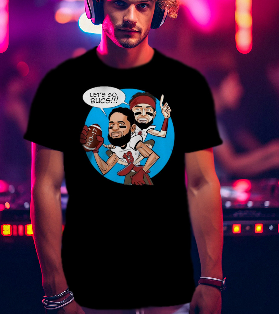 Tampa Bay Buccaneers Mike Evans Baker Mayfield Let's Go Bucs 40-17 Cartoon T-Shirt