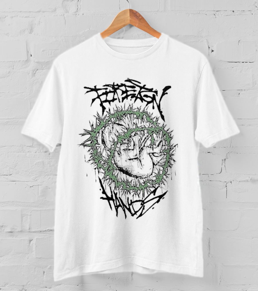 Foreign Hands Heart Enveloped By Green Thorns T-Shirt