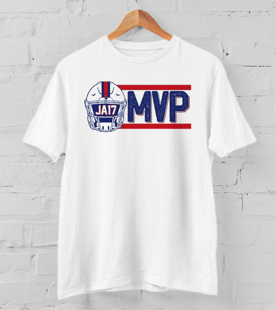 JA17 MVP Josh Allen Buffalo Bills Helmet Red Blue Stripes T-Shirt