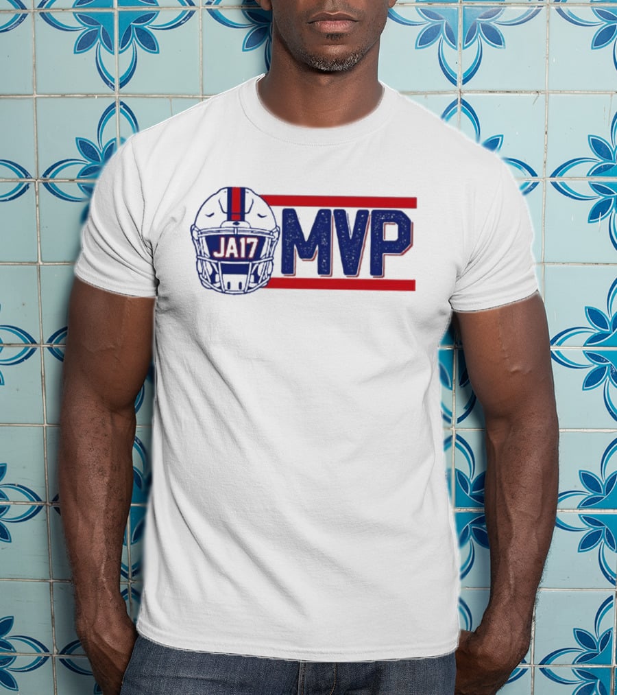 JA17 MVP Josh Allen Buffalo Bills Helmet Red Blue Stripes T-Shirt