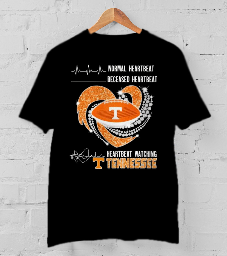 Normal Heartbeat Deceased Heartbeat Heartbeat Watching Tennessee Volunteers Football Diamond Heart T-Shirt
