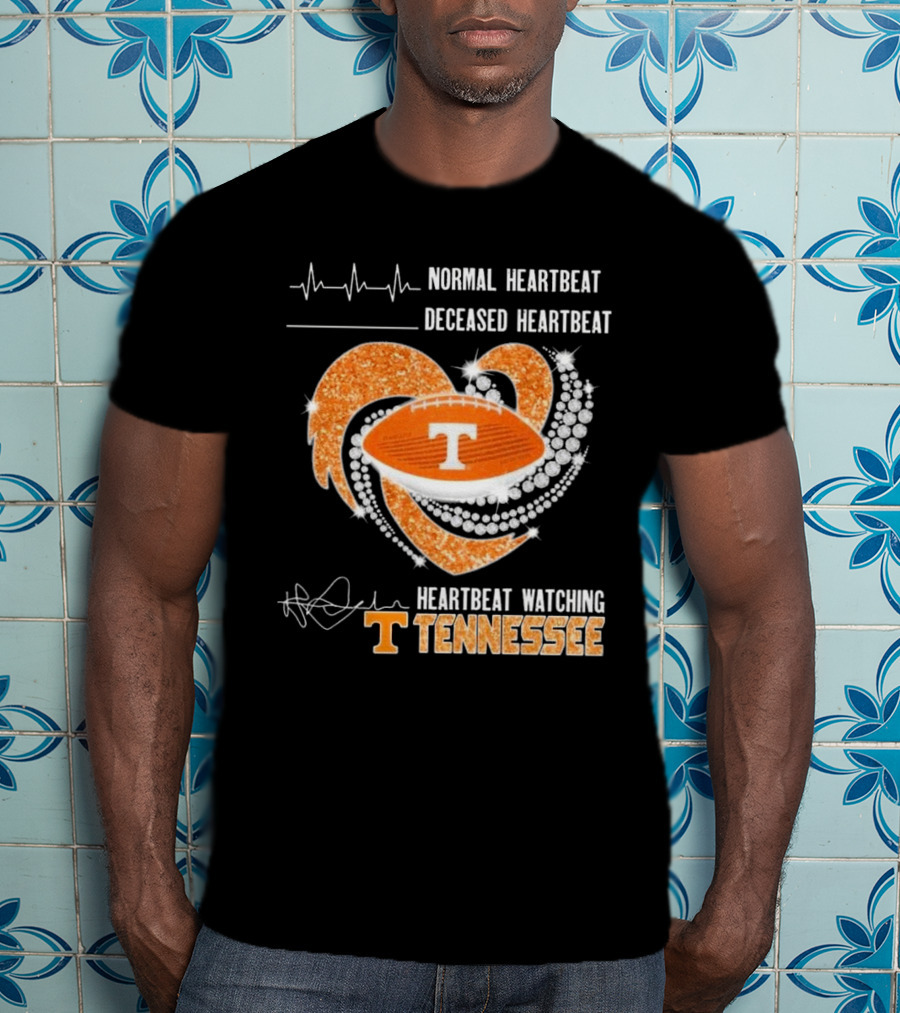 Normal Heartbeat Deceased Heartbeat Heartbeat Watching Tennessee Volunteers Football Diamond Heart T-Shirt