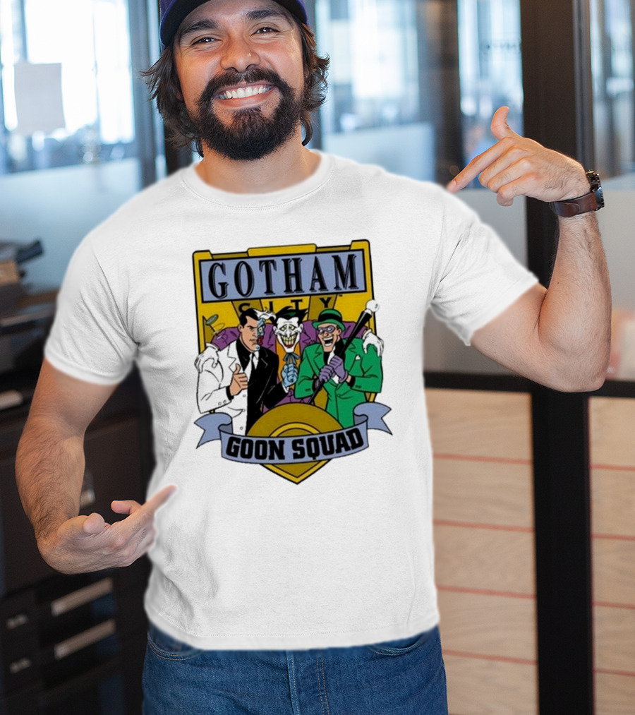 Gotham City Goon Squad Joker Riddler Two-Face Badge T-Shirt