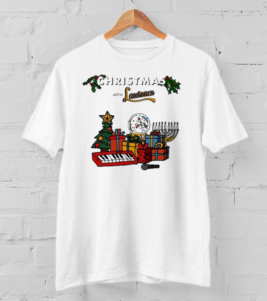 Christmas With Lawrence The Band Holiday Celebration Featuring Festive Tree, Keyboard, And Snowman T-Shirt