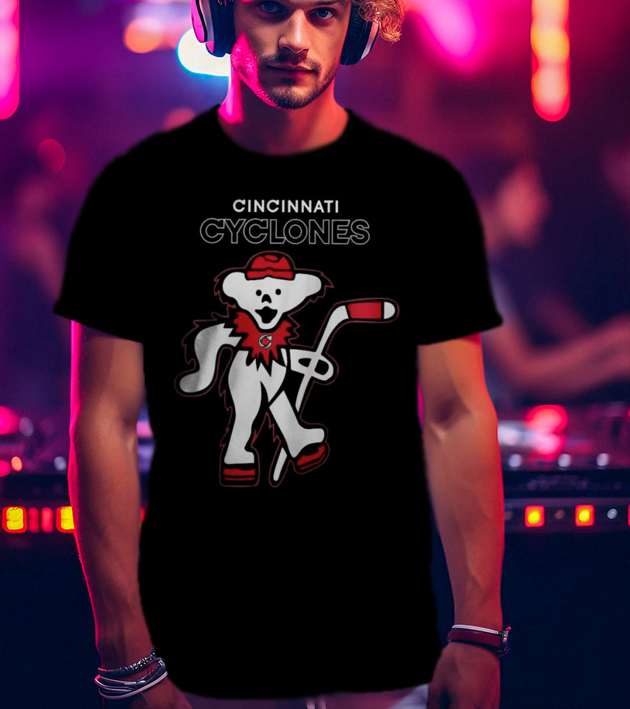 Cincinnati Cyclones Hockey With Grateful Dead Style Bear 2025 T-Shirt