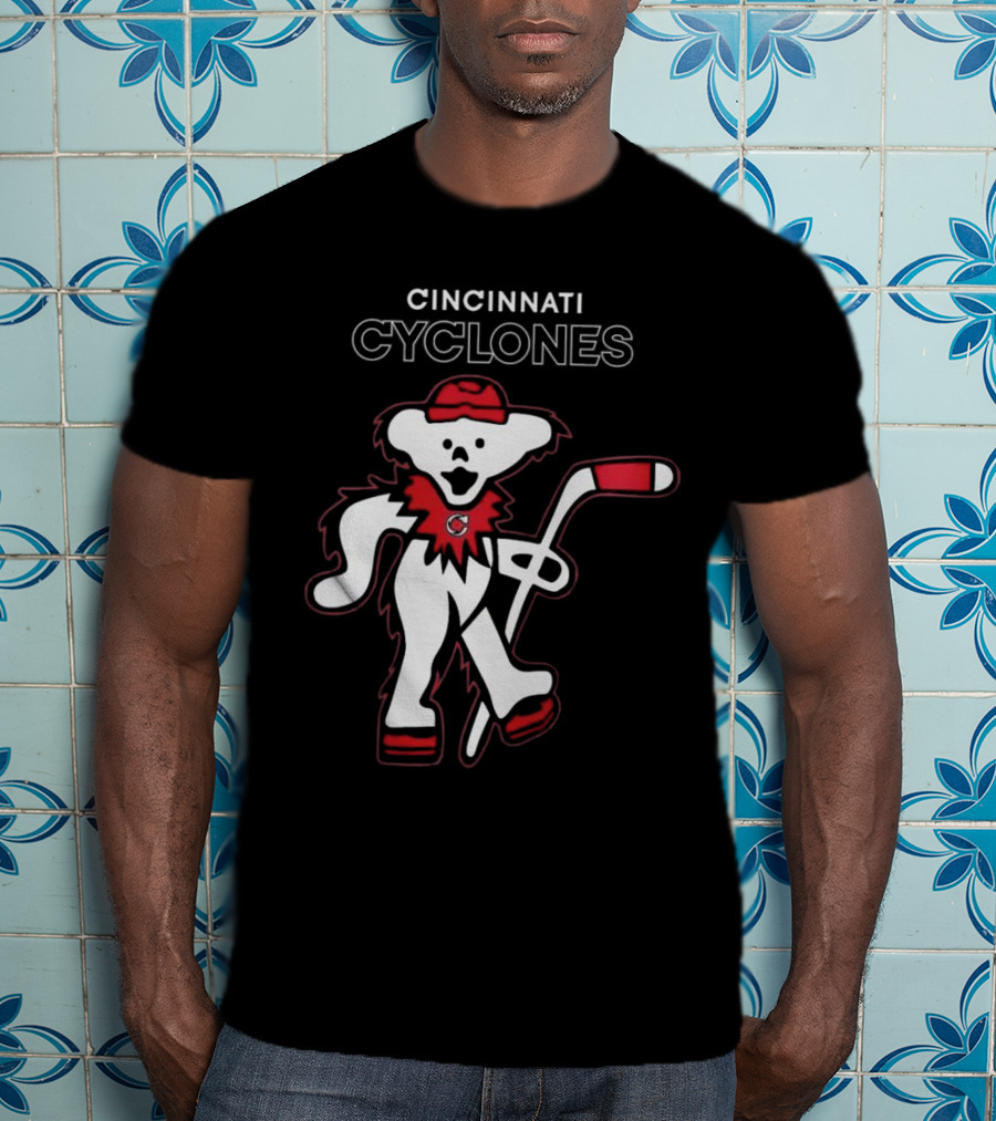 Cincinnati Cyclones Hockey With Grateful Dead Style Bear 2025 T-Shirt