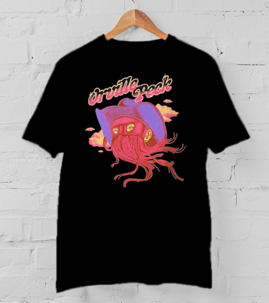 Orville Peck Merchbar Sunset Cowboy Mask Hat Clouds T-Shirt