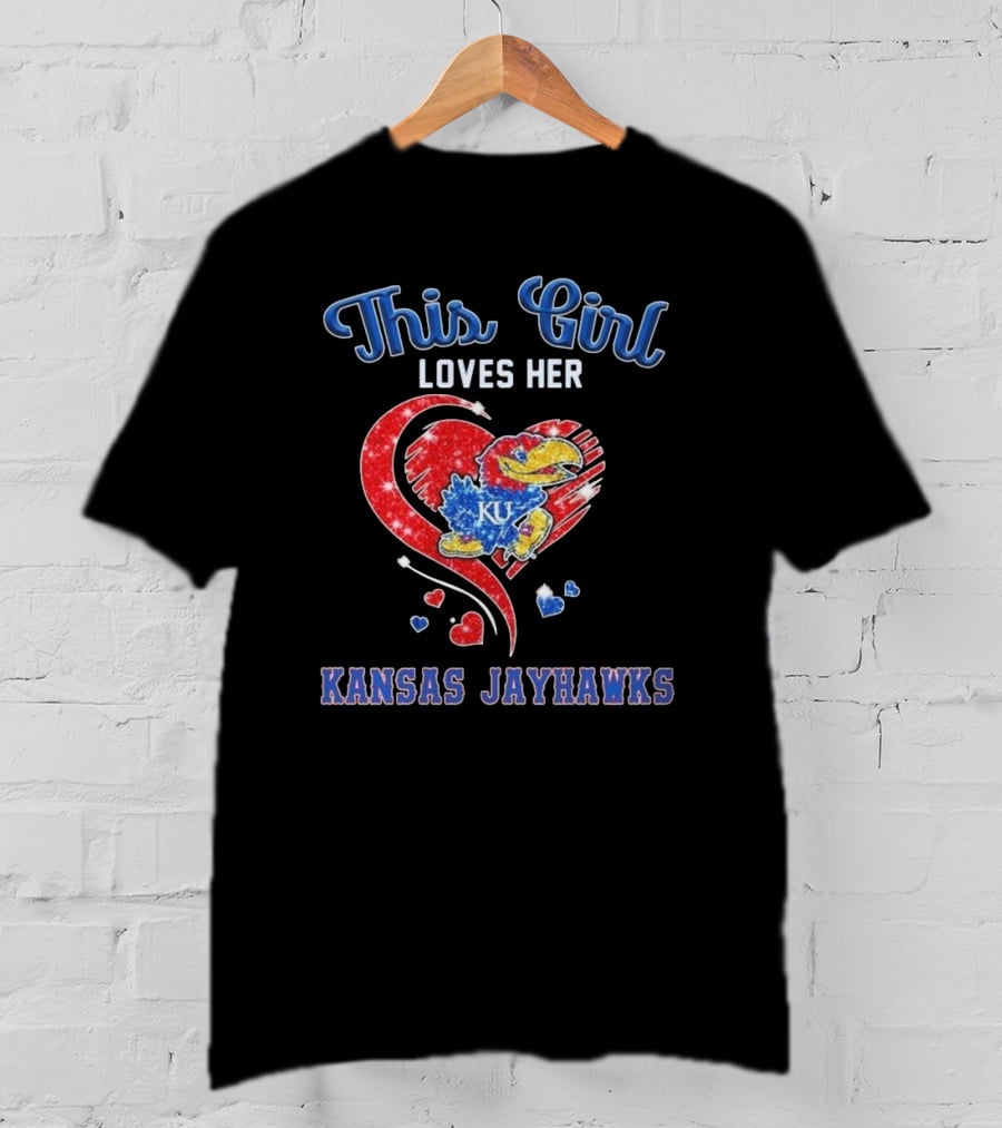 This Girl Loves Her Kansas Jayhawks Heart KU T-Shirt