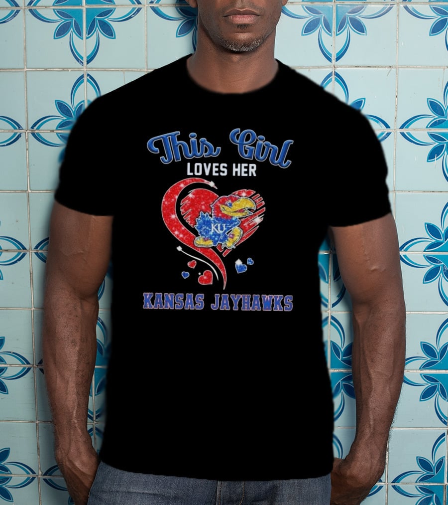 This Girl Loves Her Kansas Jayhawks Heart KU T-Shirt