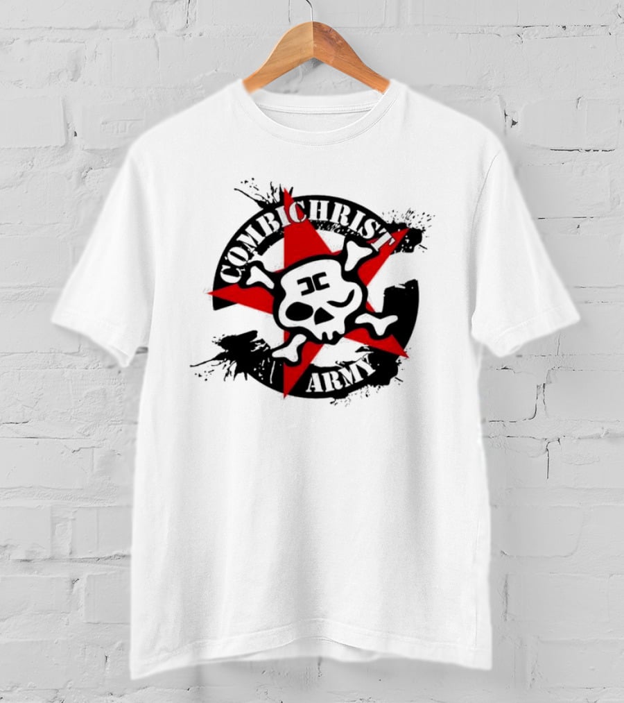 Combichrist Army Skull And Crossbones Red Star T-Shirt