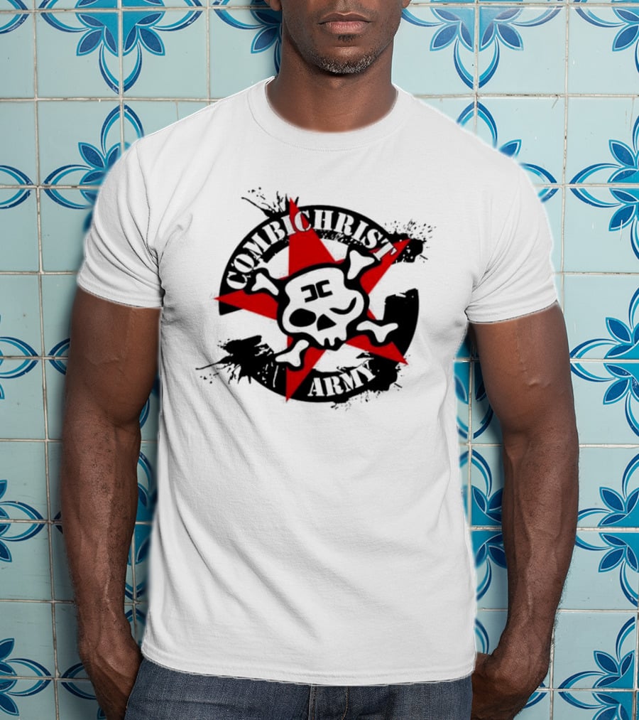Combichrist Army Skull And Crossbones Red Star T-Shirt