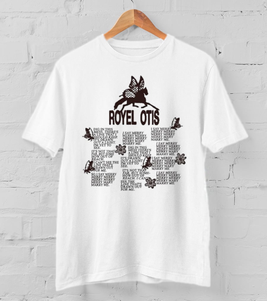 Royel Otis Marry Me Butterfly Winged Horse Text T-Shirt