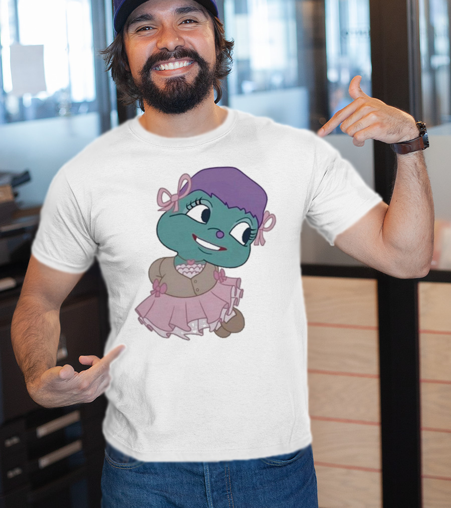 Samantha Yve Bb Coquette Cartoon Character With Purple Hair And Pink T-Shirt