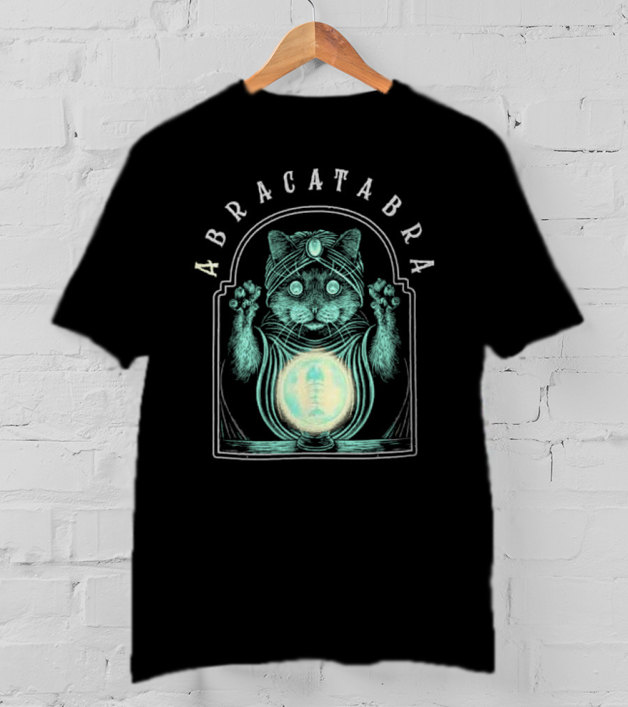 Abracatabra Mystical Cat Crystal Ball By Michelle Nolli T-Shirt