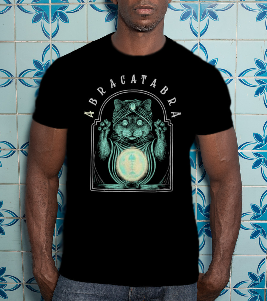 Abracatabra Mystical Cat Crystal Ball By Michelle Nolli T-Shirt