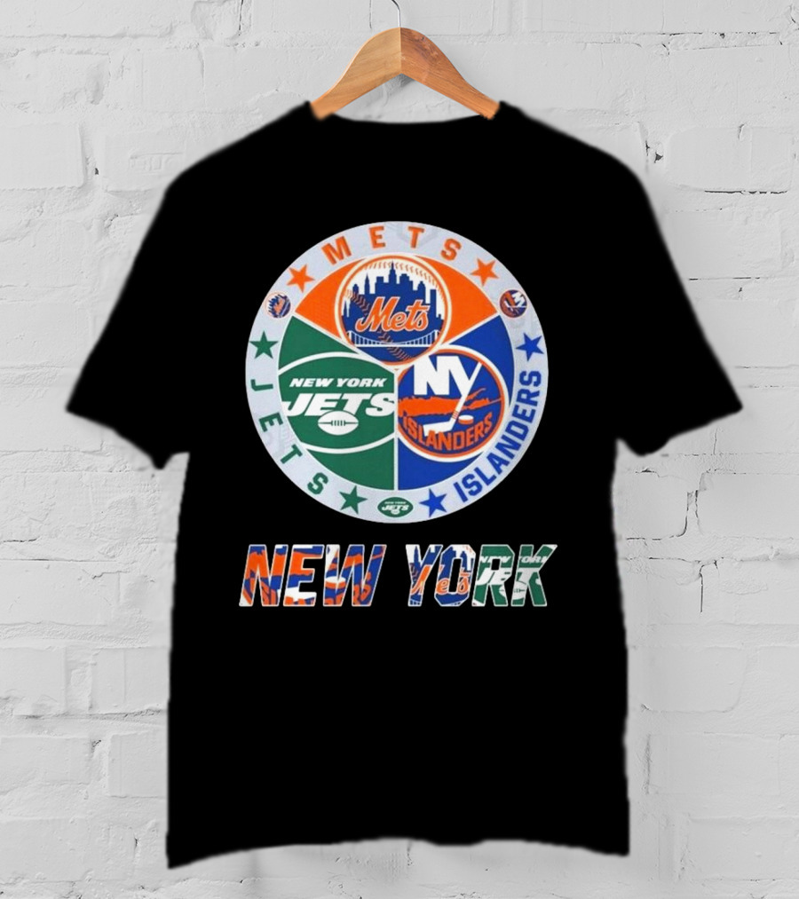 New York Mets Jets Islanders Circle Collaboration T-Shirt