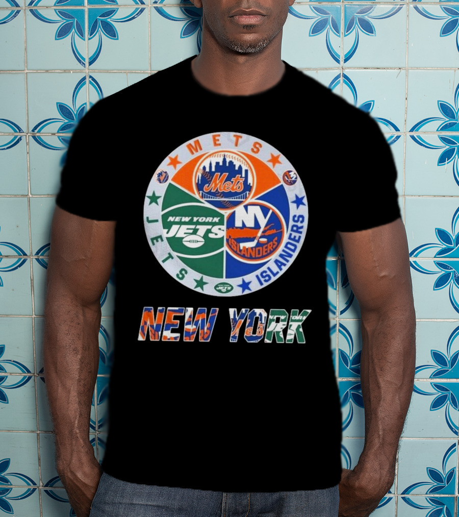 New York Mets Jets Islanders Circle Collaboration T-Shirt