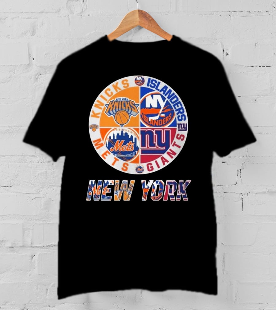 New York Knicks Mets Giants Islanders Circle Collaboration T-Shirt