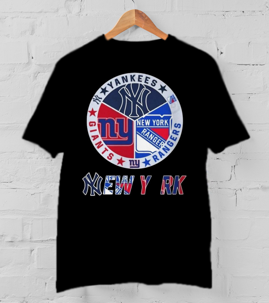 Yankees Giants Rangers Circle New York Collaboration T-Shirt