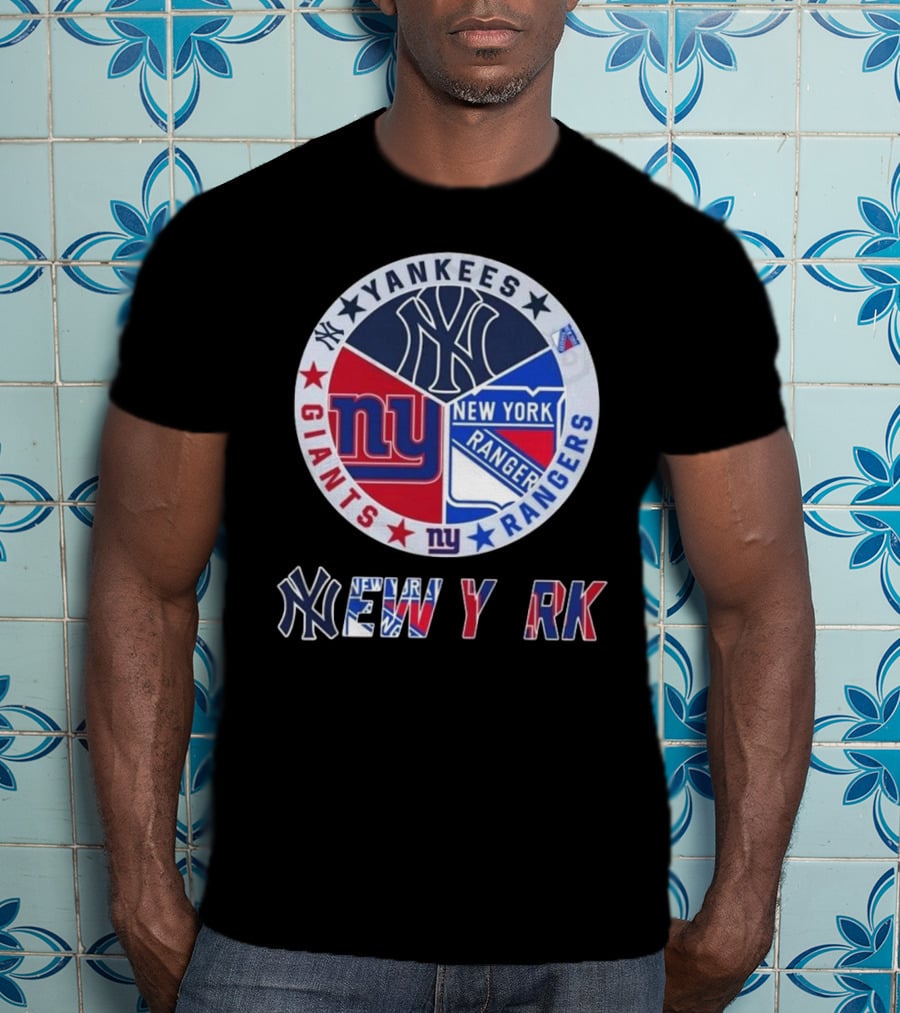 Yankees Giants Rangers Circle New York Collaboration T-Shirt
