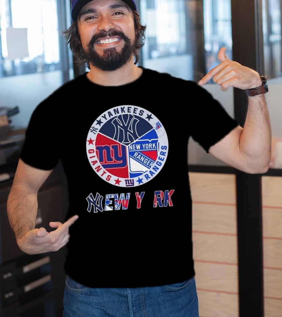 Yankees Giants Rangers Circle New York Collaboration T-Shirt