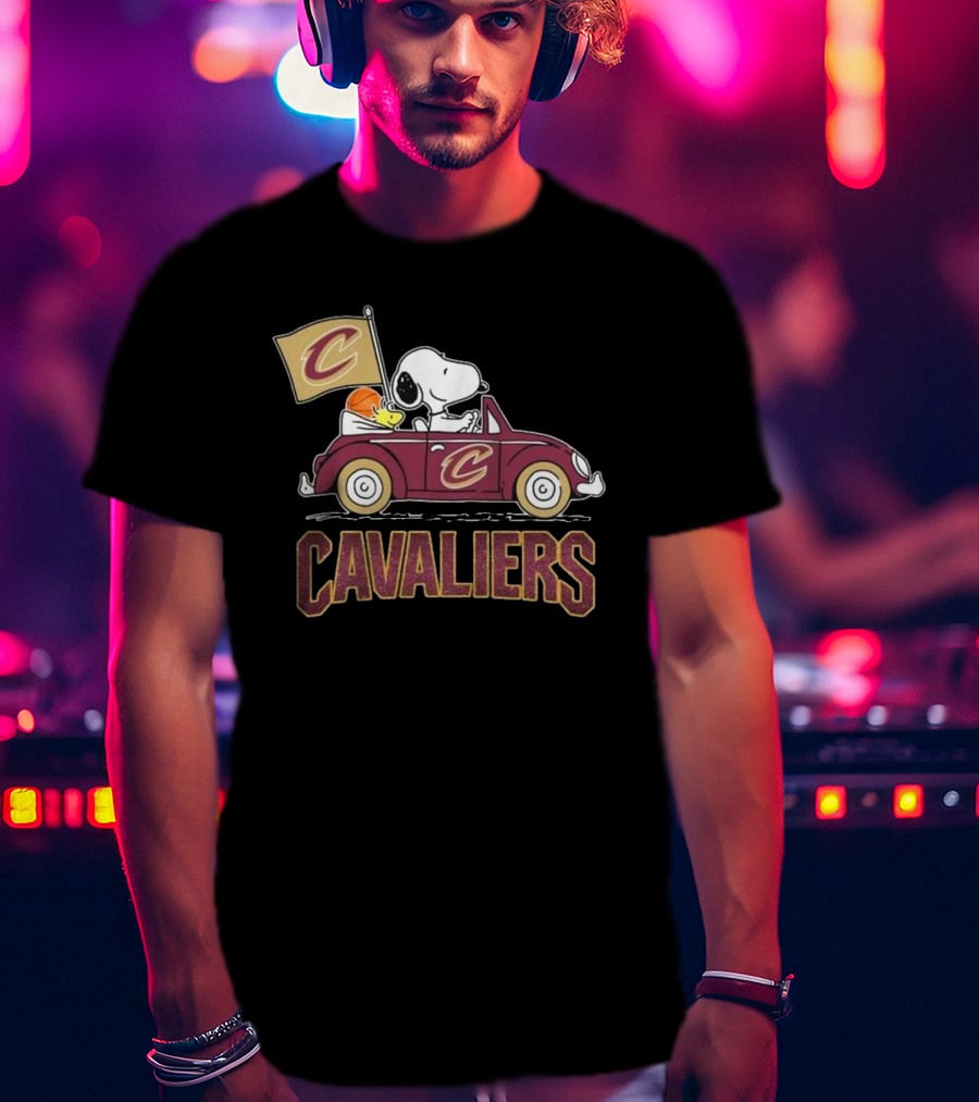 Snoopy Woodstock Driving Car Cavaliers Basketball T-Shirt