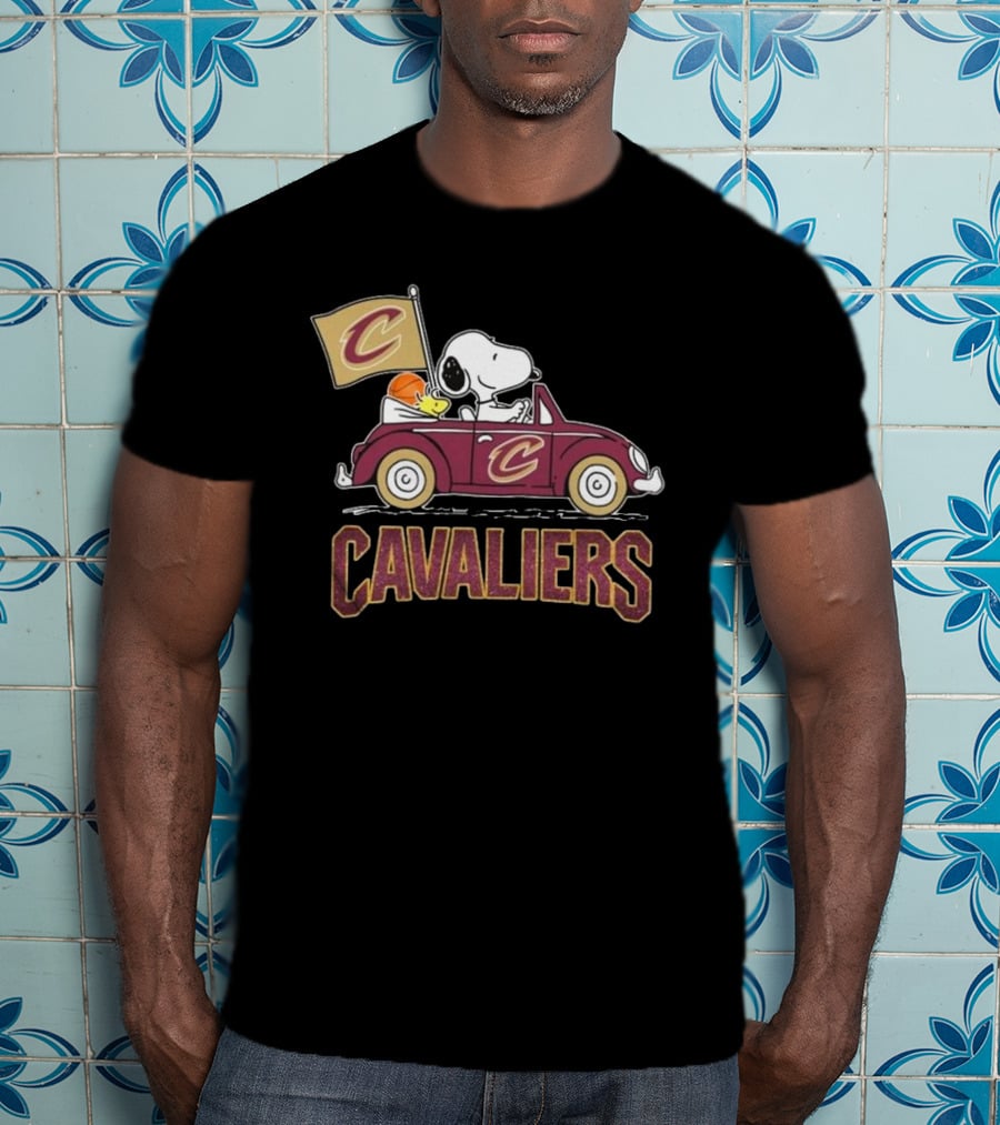 Snoopy Woodstock Driving Car Cavaliers Basketball T-Shirt