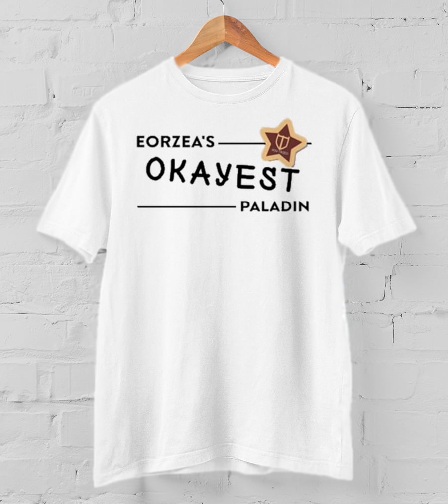 Eorzea's Okayest Paladin Shield Star Badge T-Shirt