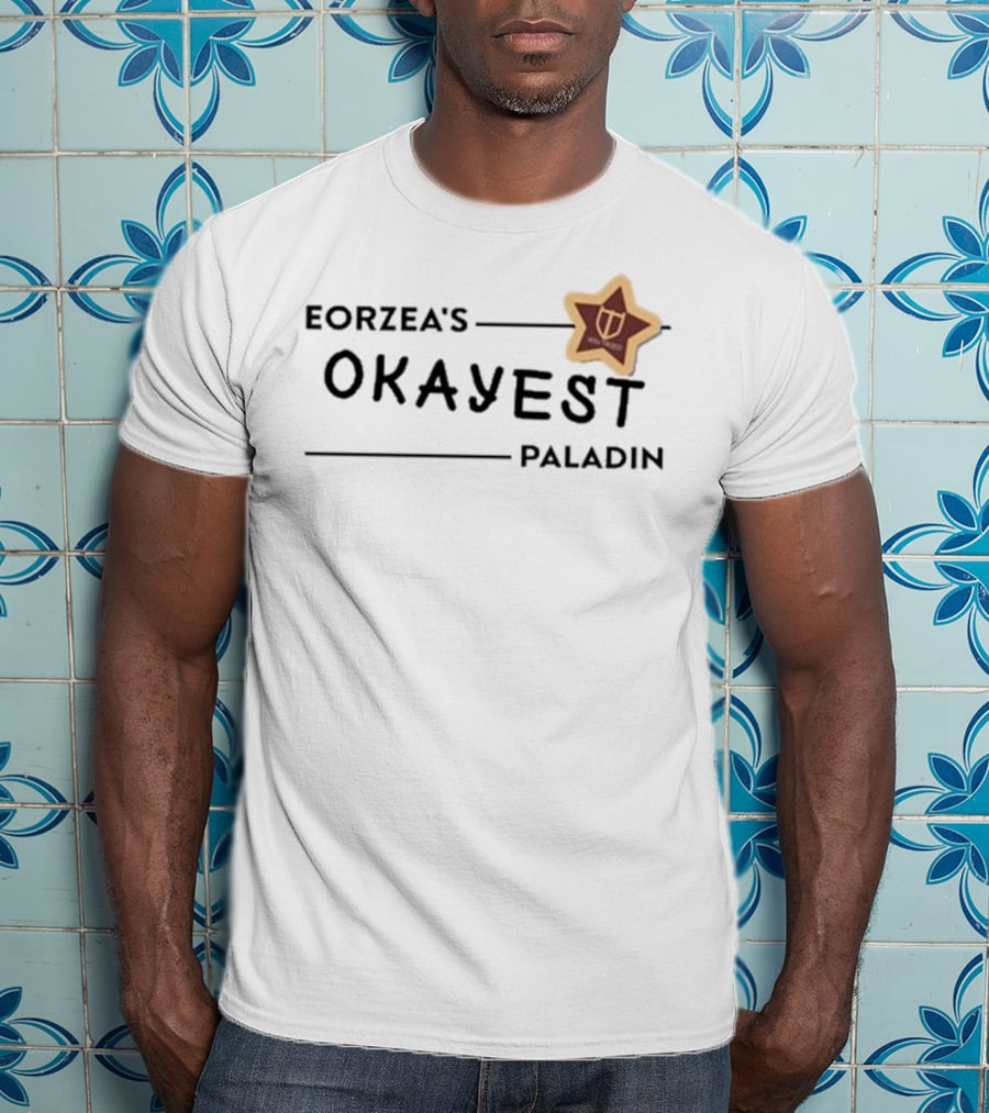 Eorzea's Okayest Paladin Shield Star Badge T-Shirt