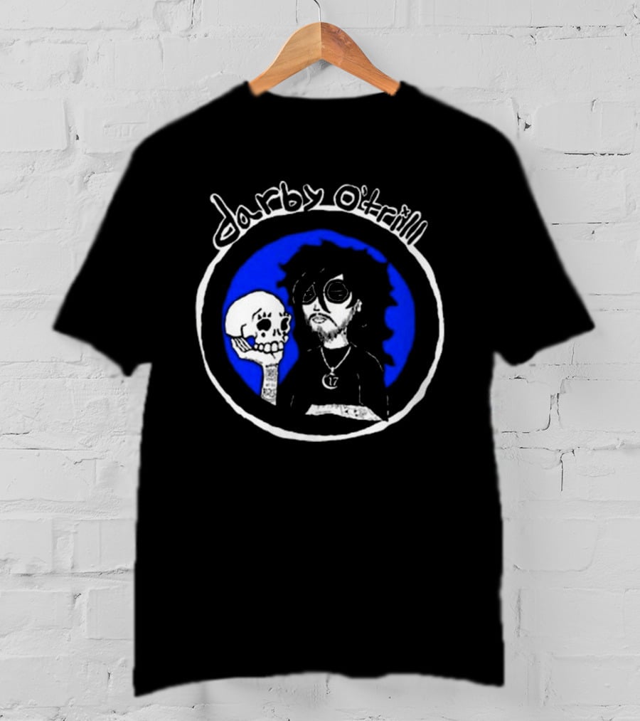 Darby O’trill Skull And Sunglasses Character With Blue Background T-Shirt