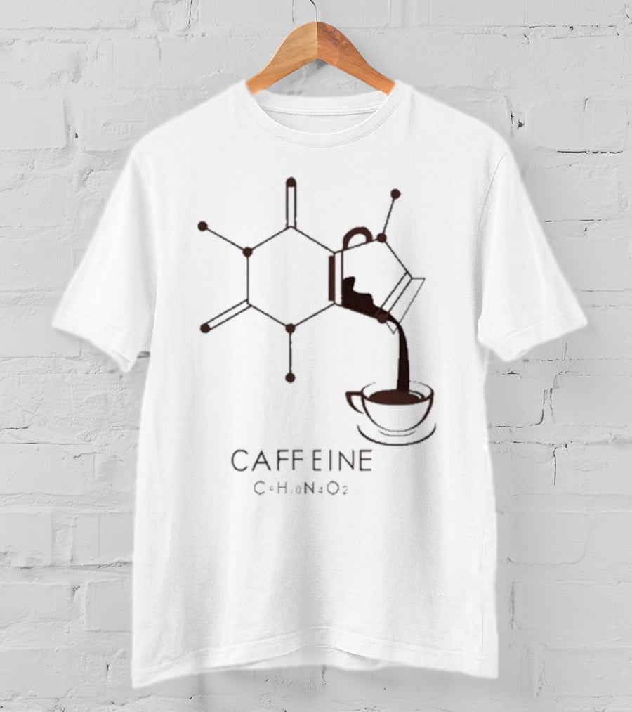 Dr.Beachgem10 Caffeine Chemistry Molecule Pouring Coffee C8H10N4O2 T-Shirt