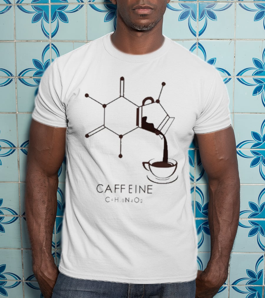 Dr.Beachgem10 Caffeine Chemistry Molecule Pouring Coffee C8H10N4O2 T-Shirt