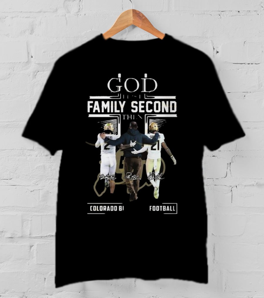 God First Family Second Colorado Buffaloes Football Signatures T-Shirt