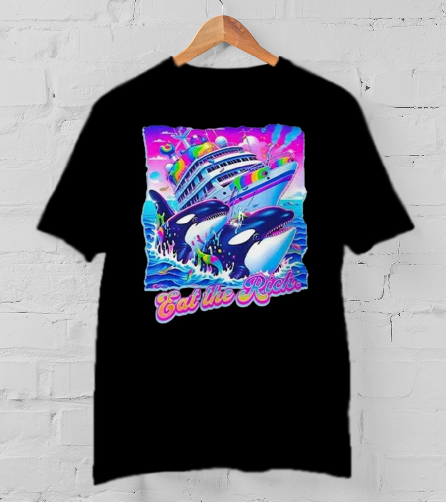Eat The Rich Cruise Ship With Whales In Vibrant Colors T-Shirt