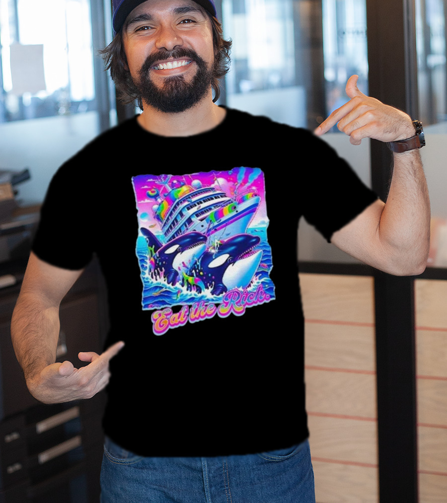 Eat The Rich Cruise Ship With Whales In Vibrant Colors T-Shirt