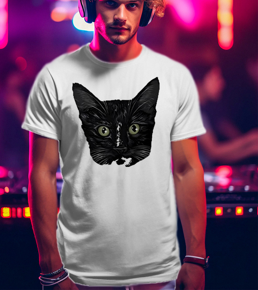 Michael Manigault Brave Green-Eyed Cat Face T-Shirt