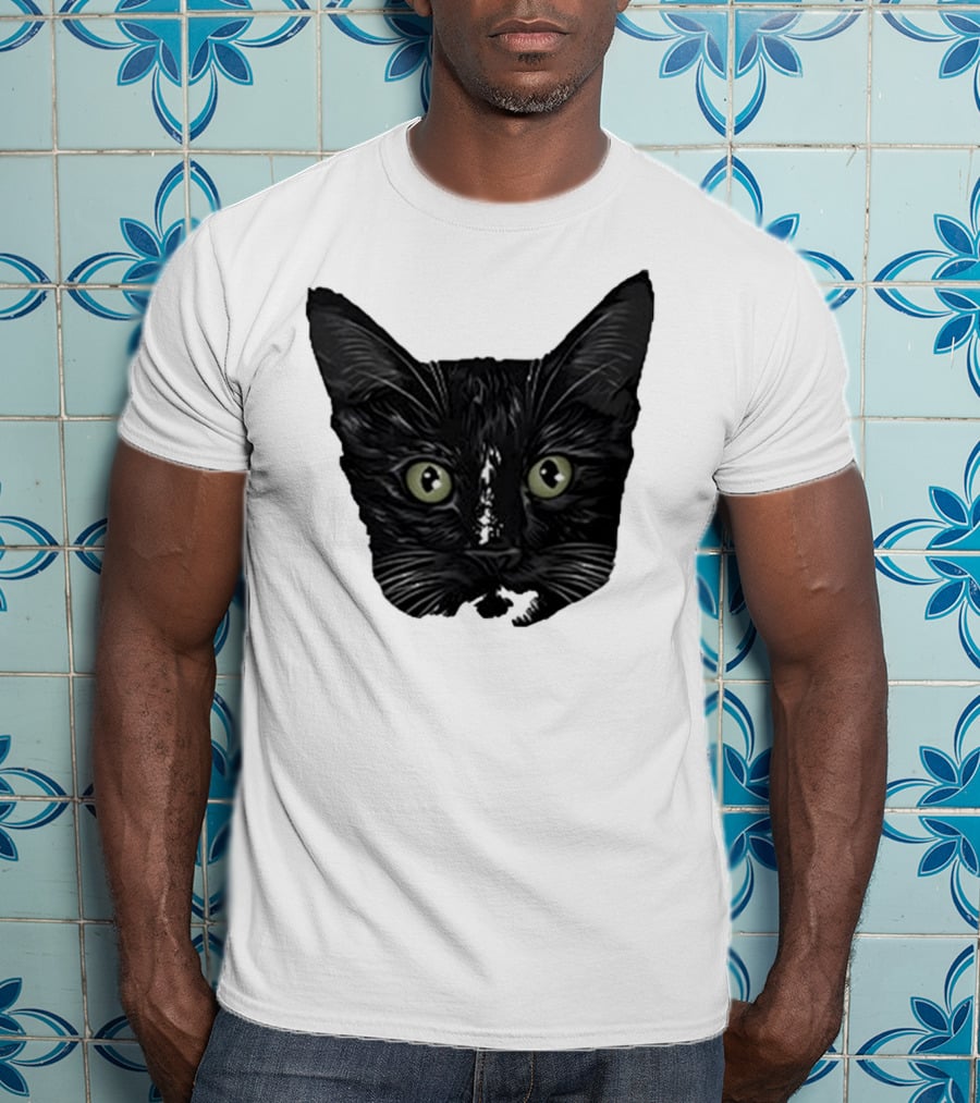 Michael Manigault Brave Green-Eyed Cat Face T-Shirt