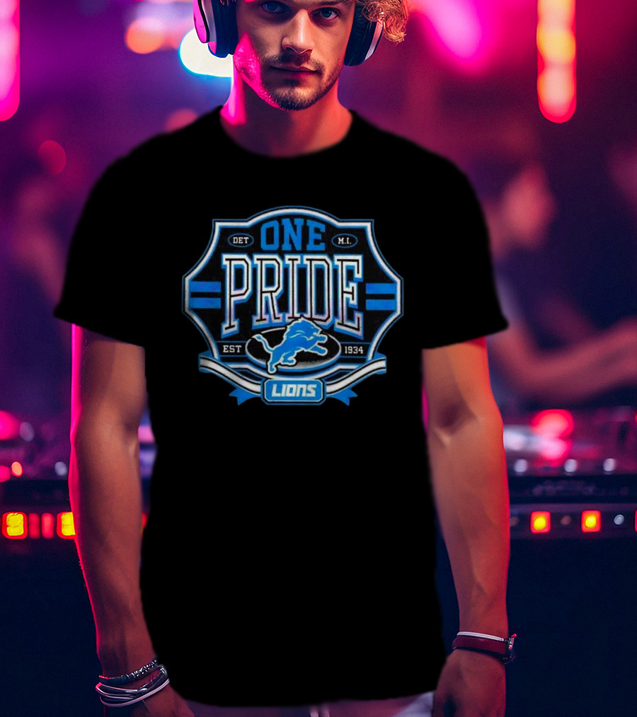 Detroit Lions One Pride Est 1934 Retro Logo DET MI T-Shirt