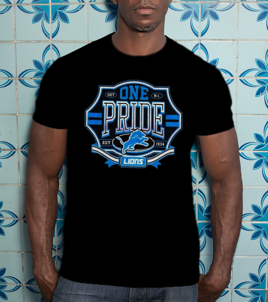 Detroit Lions One Pride Est 1934 Retro Logo DET MI T-Shirt
