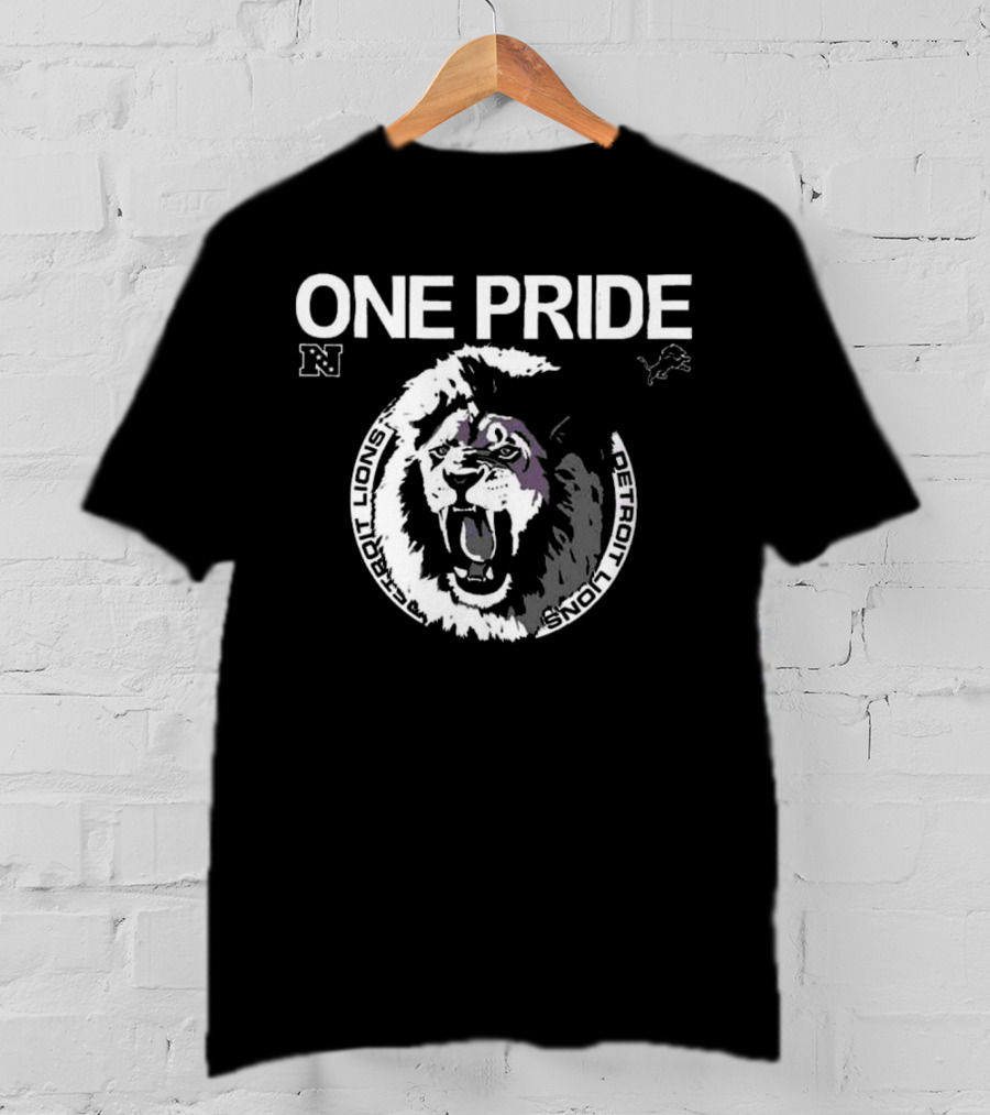 One Pride Detroit Lions NFC Vintage Logo Mascot T-Shirt