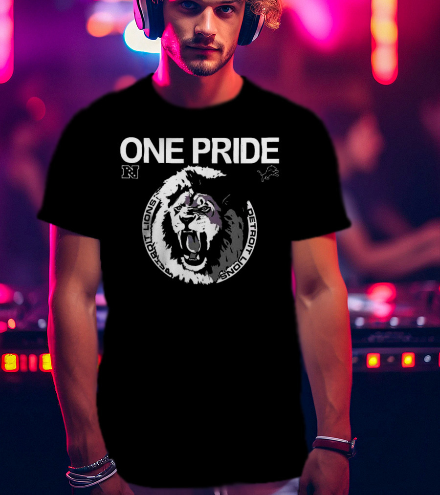 One Pride Detroit Lions NFC Vintage Logo Mascot T-Shirt