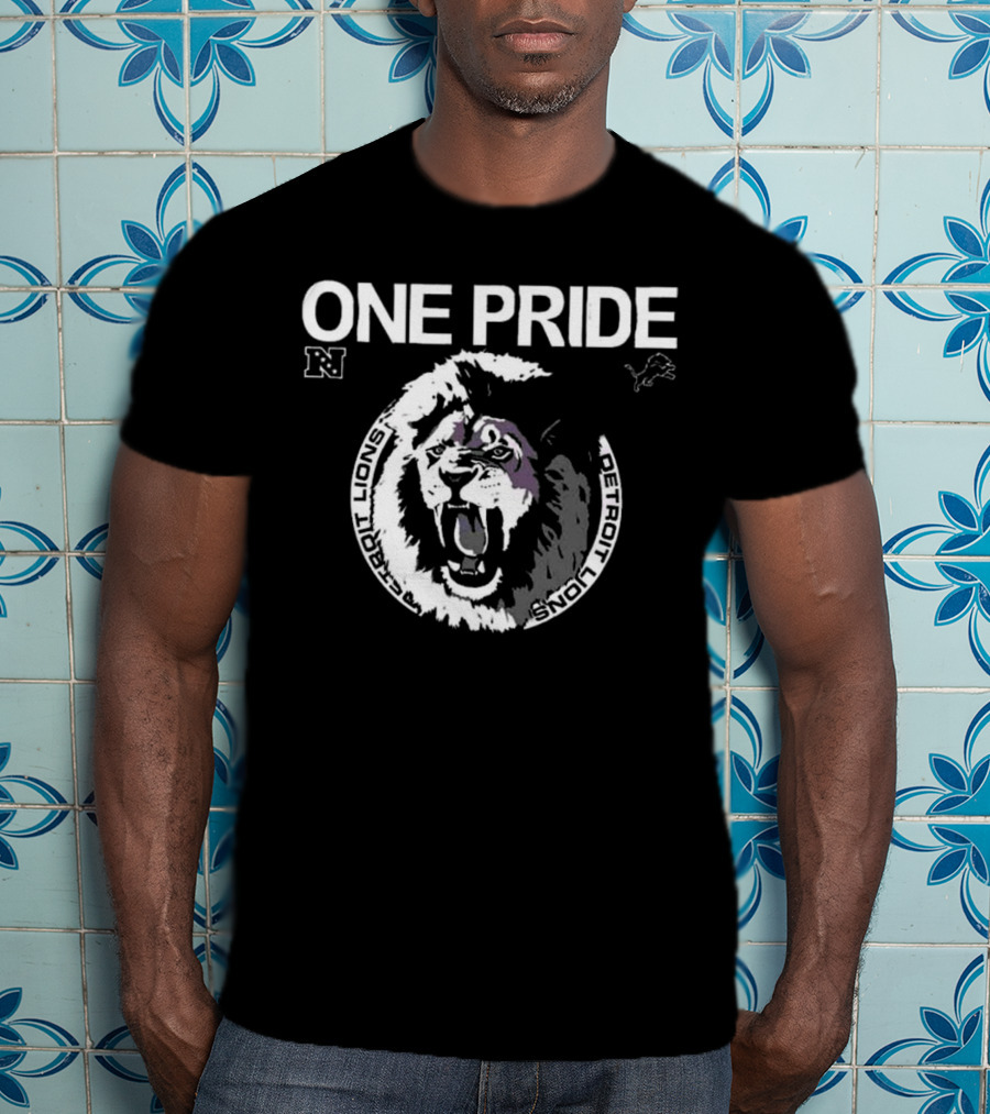 One Pride Detroit Lions NFC Vintage Logo Mascot T-Shirt