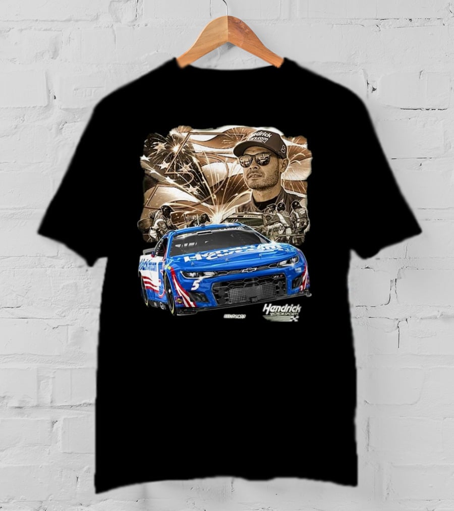 Hendrick Motorsports Kyle Larson Olive Military 2025 HendrickCars.com Car 5 Collection T-Shirt