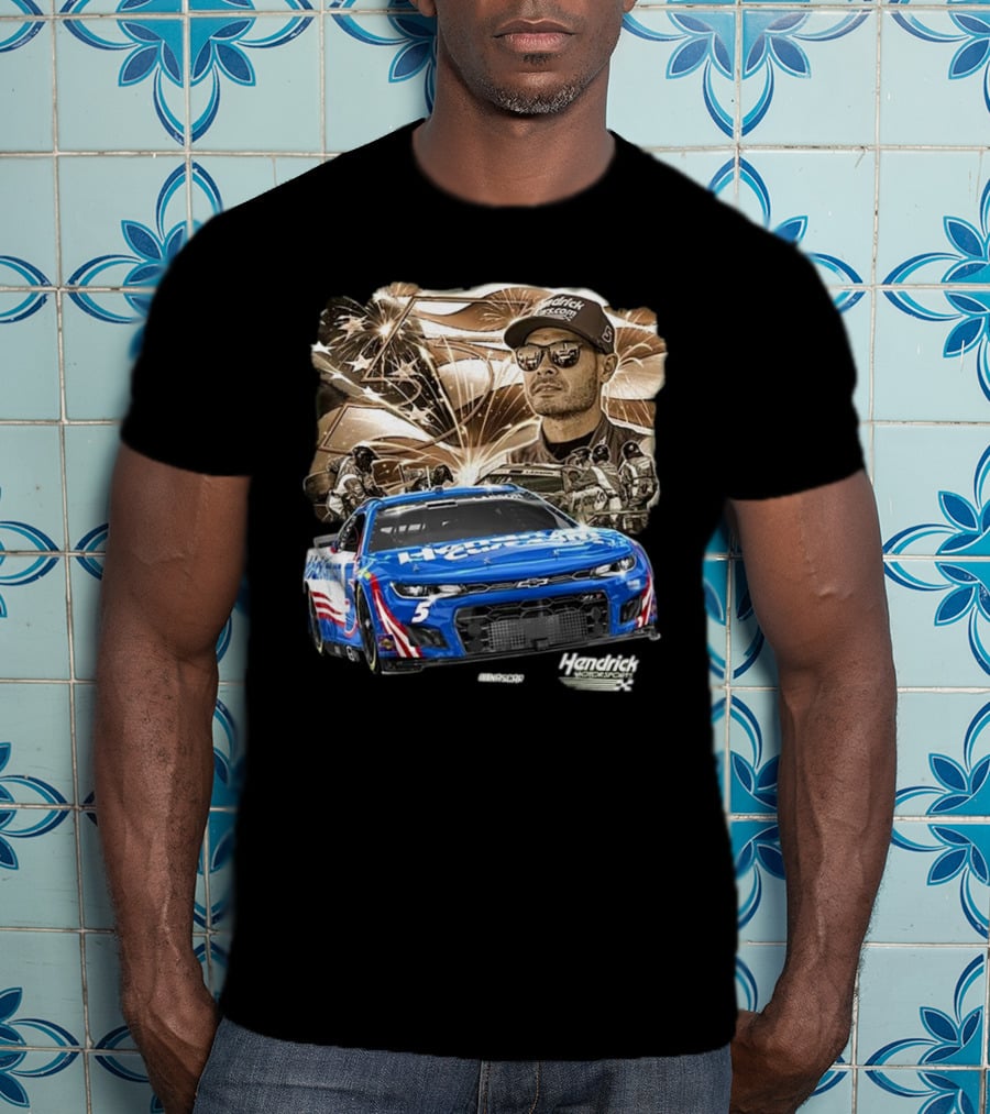 Hendrick Motorsports Kyle Larson Olive Military 2025 HendrickCars.com Car 5 Collection T-Shirt