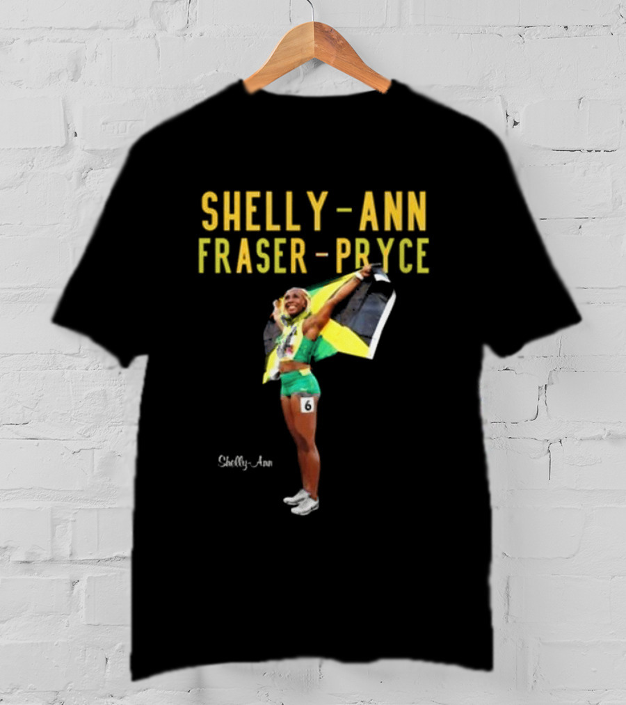 Shelly-Ann Fraser-Pryce Jamaican Flag Victory Pose T-Shirt