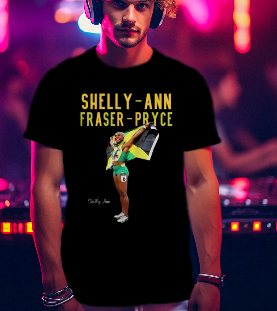 Shelly-Ann Fraser-Pryce Jamaican Flag Victory Pose T-Shirt