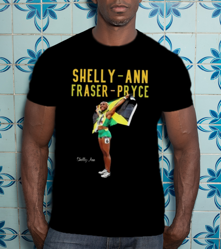 Shelly-Ann Fraser-Pryce Jamaican Flag Victory Pose T-Shirt