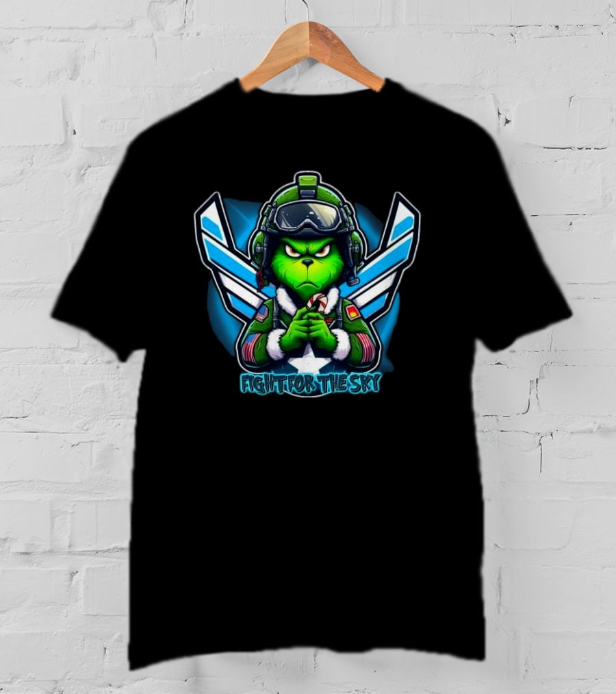 Fight For The Sky Grinch Merry Christmas Aviation T-Shirt