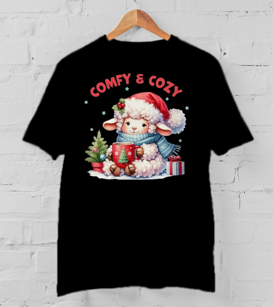 Comfy And Cozy Sheep Christmas T-Shirt